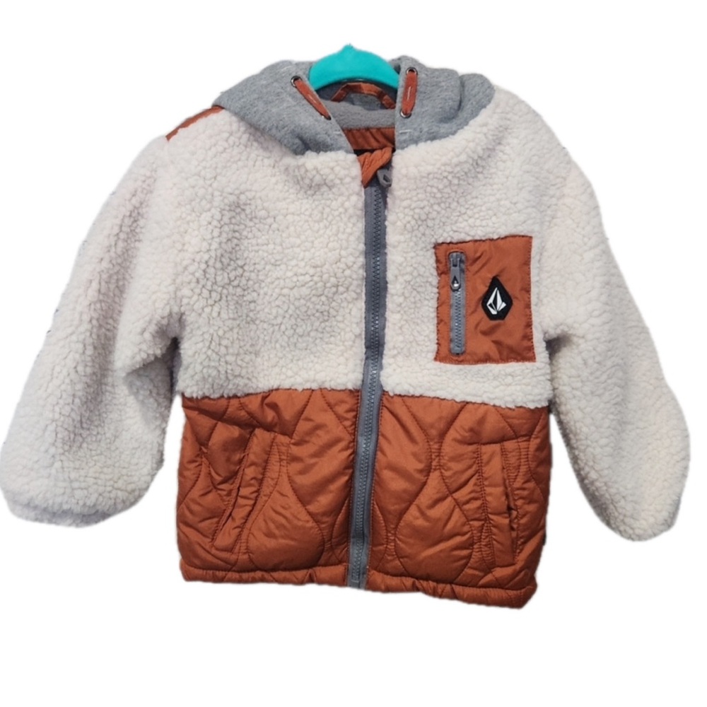 NEW VOLCOM Cozy Sherpa Jacket with Hood puffer mix 24M HTF